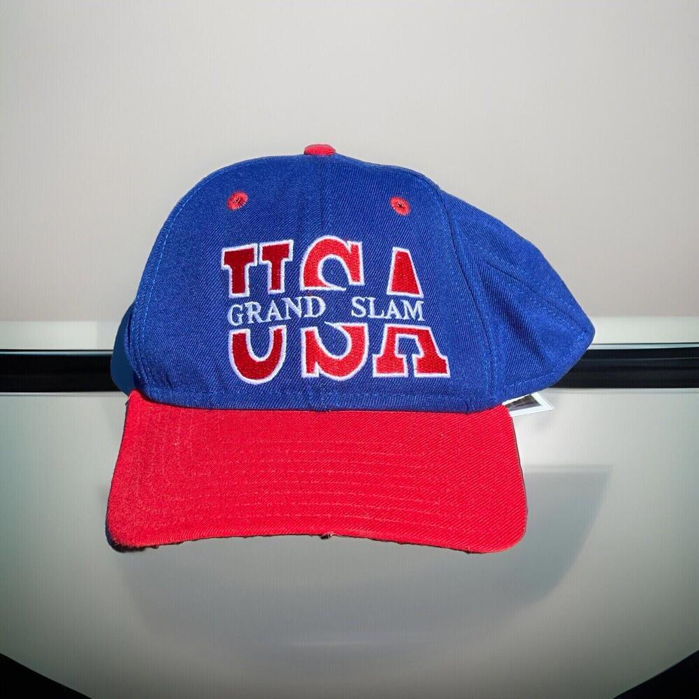 Vintage 1990s USA Grand Slam Tennis Snapback Delong Brand Sports Cap Hat